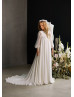 Long Sleeves Beaded Ivory Lace Chiffon Flower Girl Dress